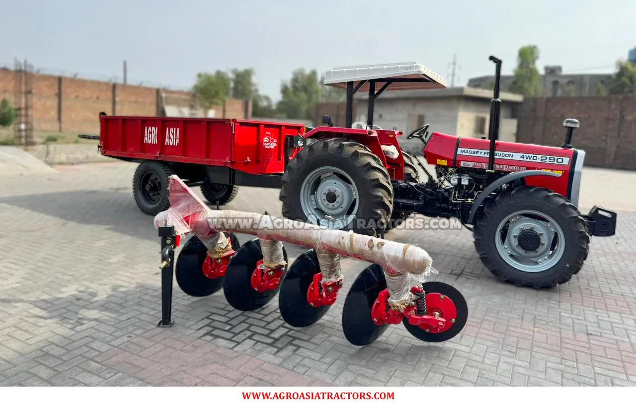 Disc Plough with MF 290 and Trailer | AgroAsia Tractors – Reliable Tractors. Affordable Prices