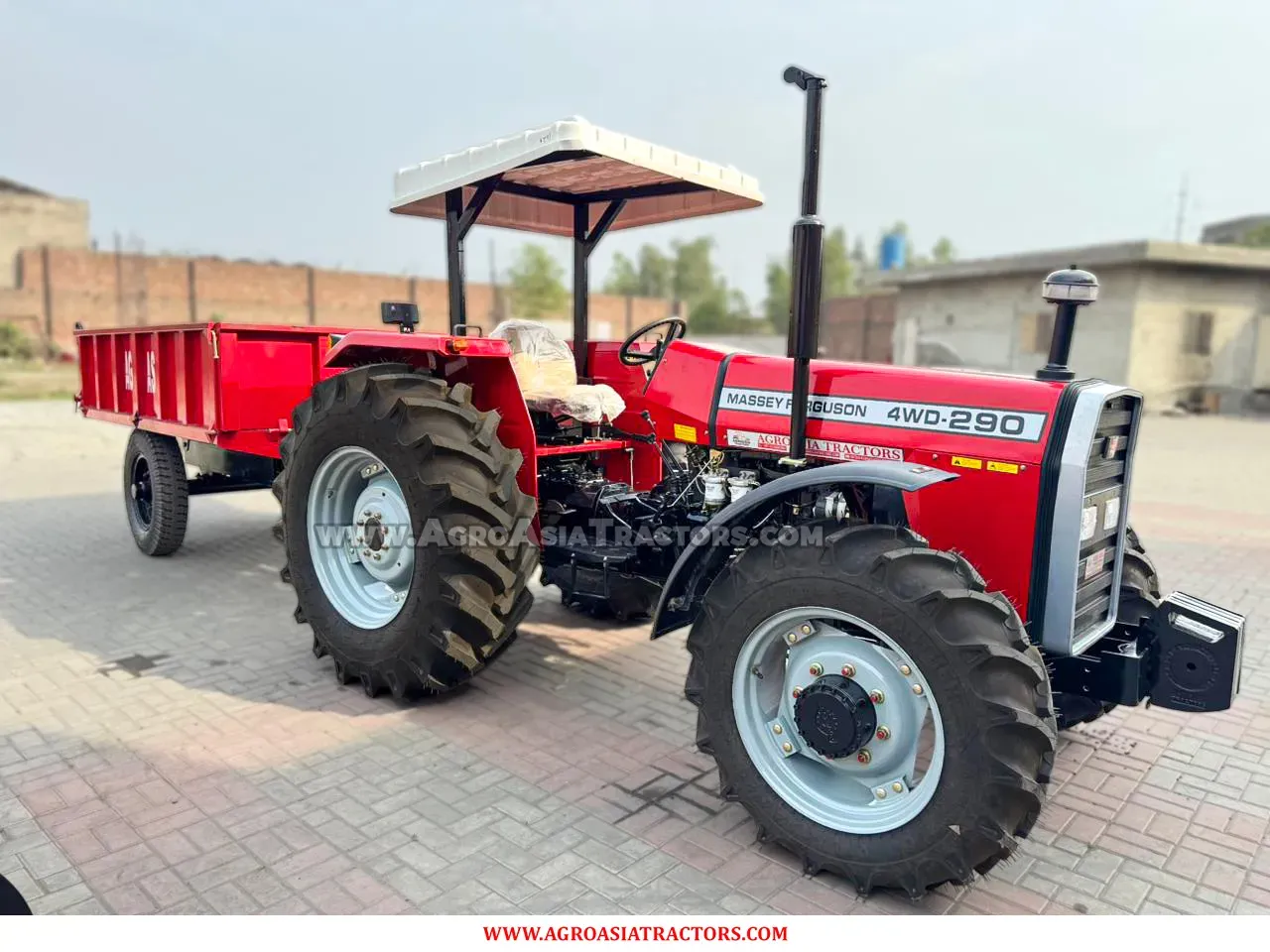 Farm Trailer with MF 290 4 | AgroAsia Tractors – Reliable Tractors. Affordable Prices