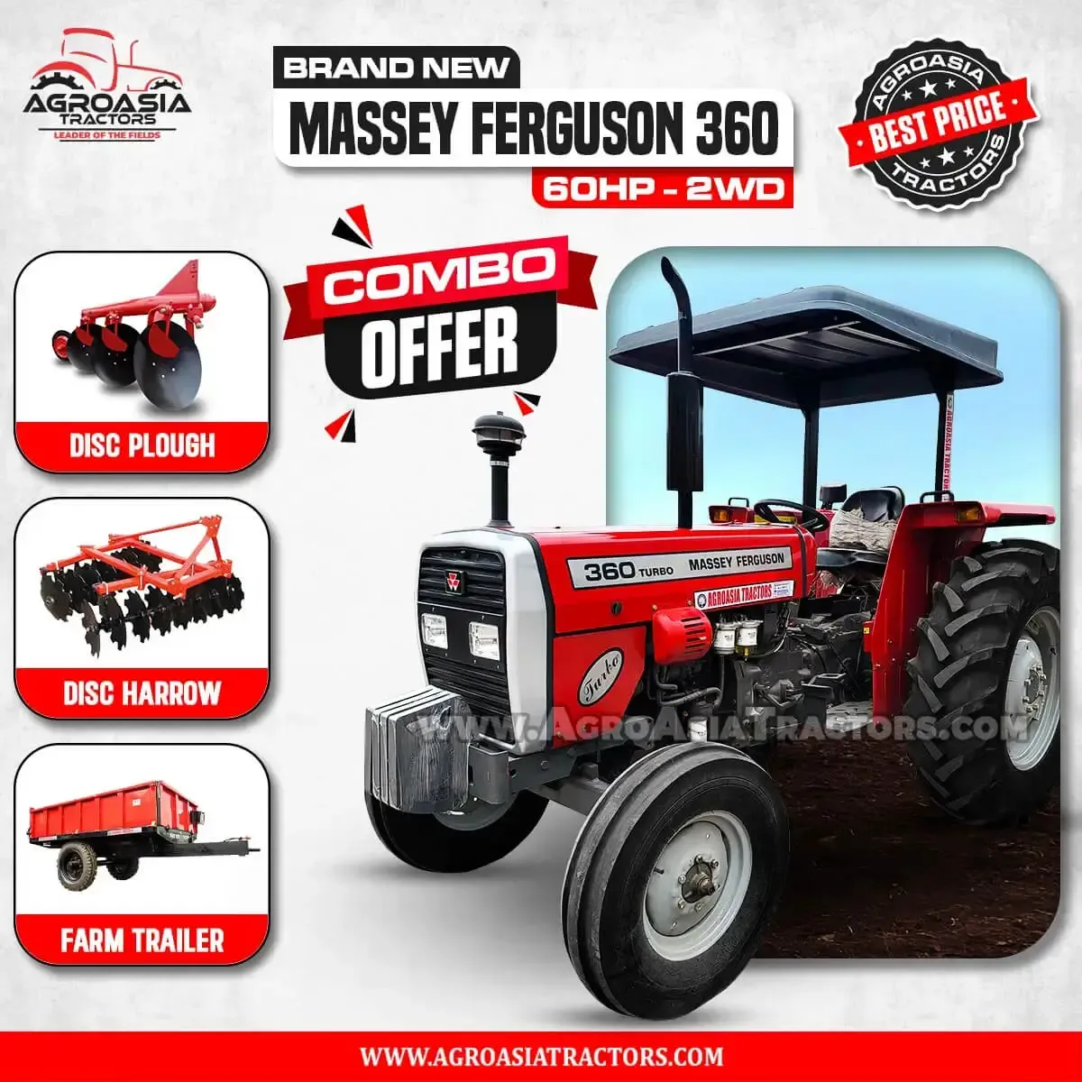 MF 360 2WD combo packs agroasia tractors