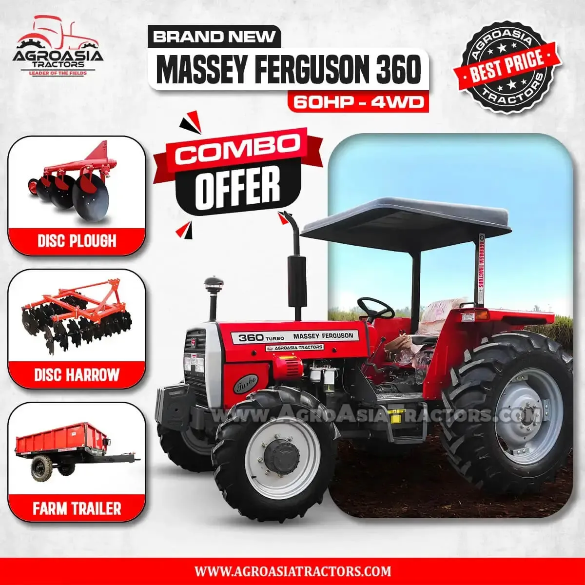 MF 360 4WD combo packs agroasia tractors