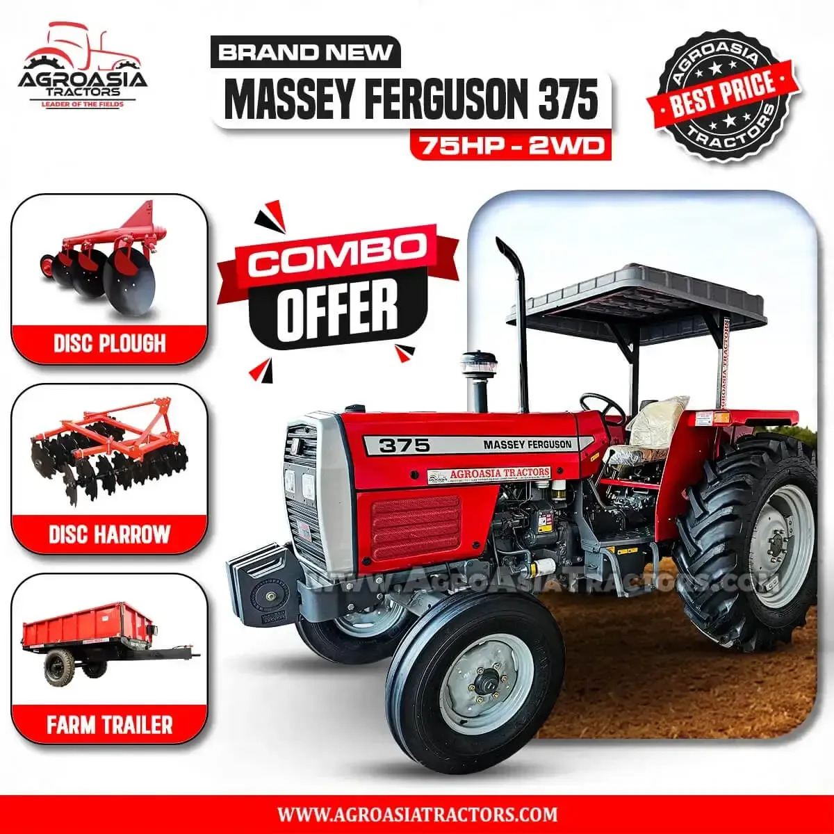 MF 375 2WD combo packs agroasia tractors