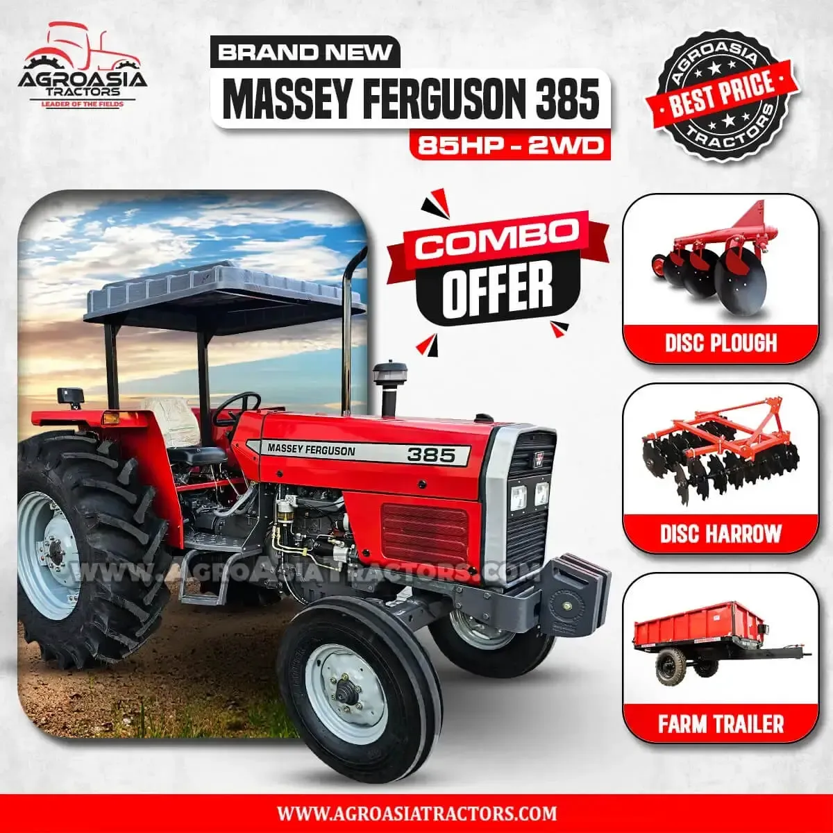 MF 385 2WD combo packs agroasia tractors